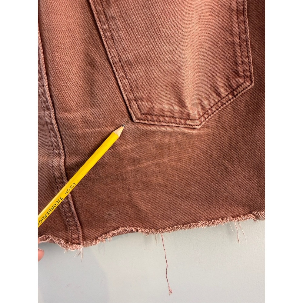 We The Free Denim Mini Skirt Women's 28W (Size 4) Rust Red Raw Hem Zip Front - Picture 7 of 7